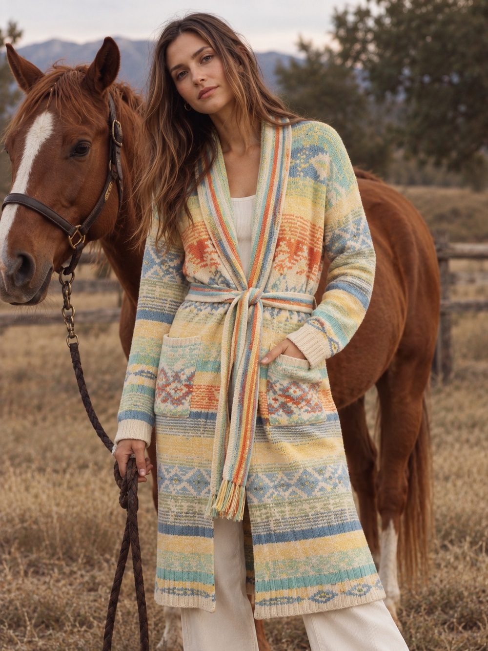 Faherty Paloma Duster Cardigan Morning Star Jacquard Organic Cotton M NWT